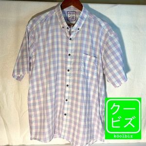 Japanese Koolbiz Button down shirt purple short sleeve XXL plaid